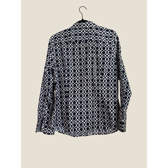 Talbots Non Iron Wrinkle Free Navy & White Professional Button Up Top Size 16 - Picture 7 of 8